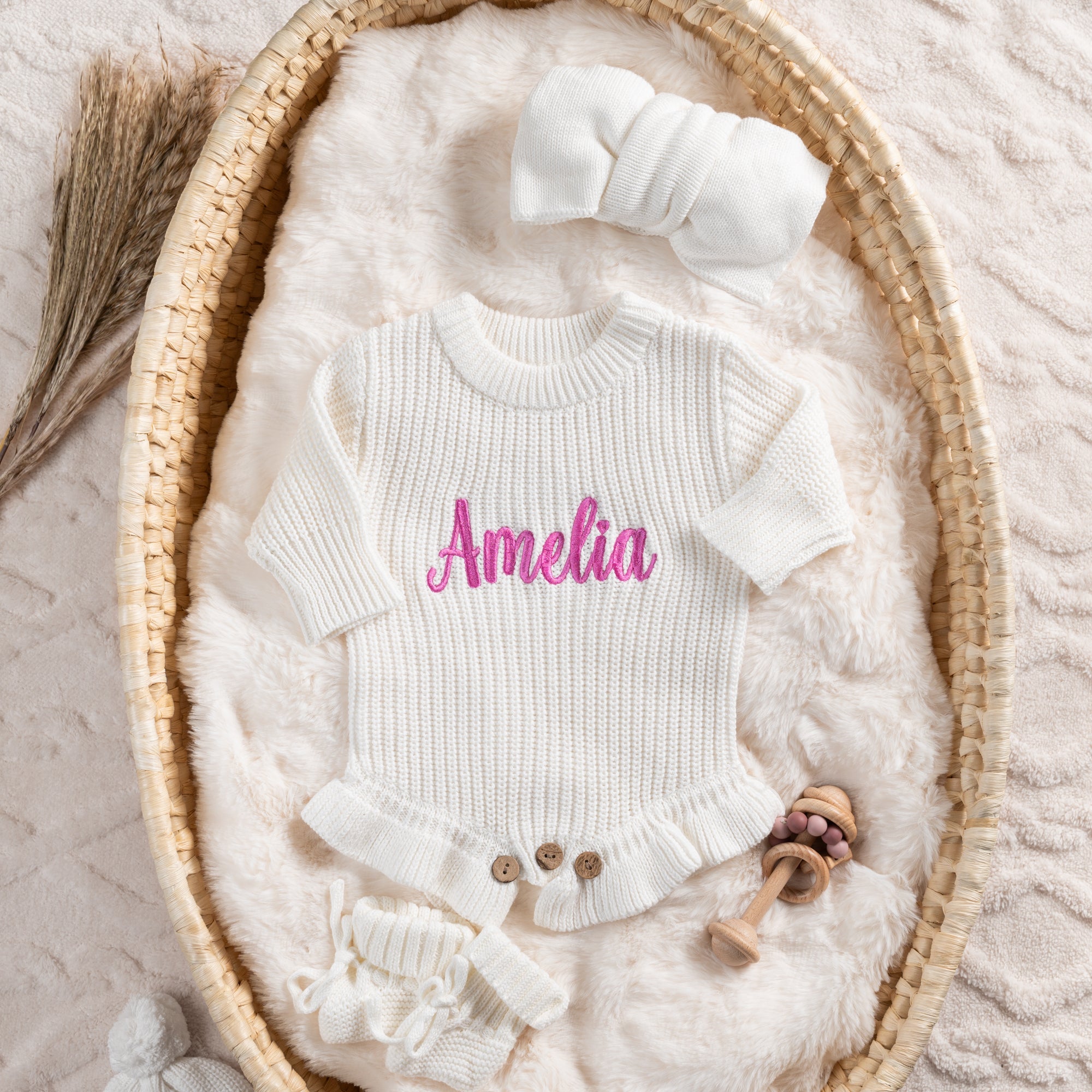 Custom Embroidered Baby Knit Romper