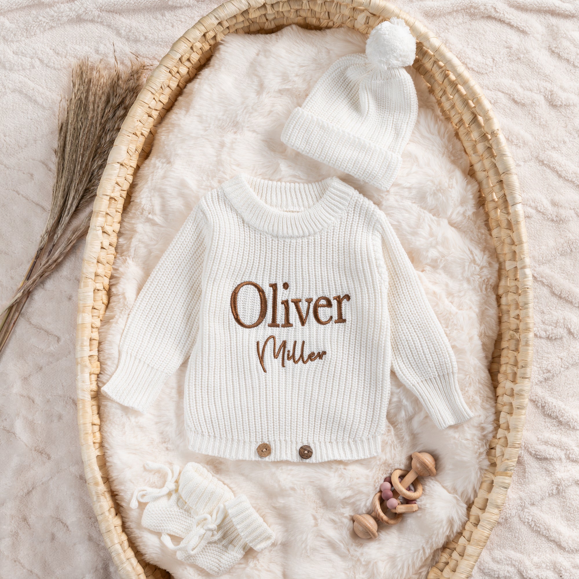 Custom Embroidered Baby Knit Romper | Personalized Chunky Sweater One-Piece