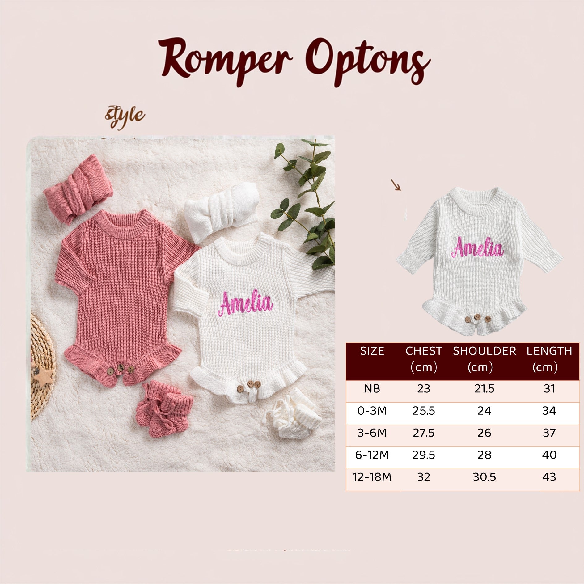 Custom Embroidered Baby Knit Romper