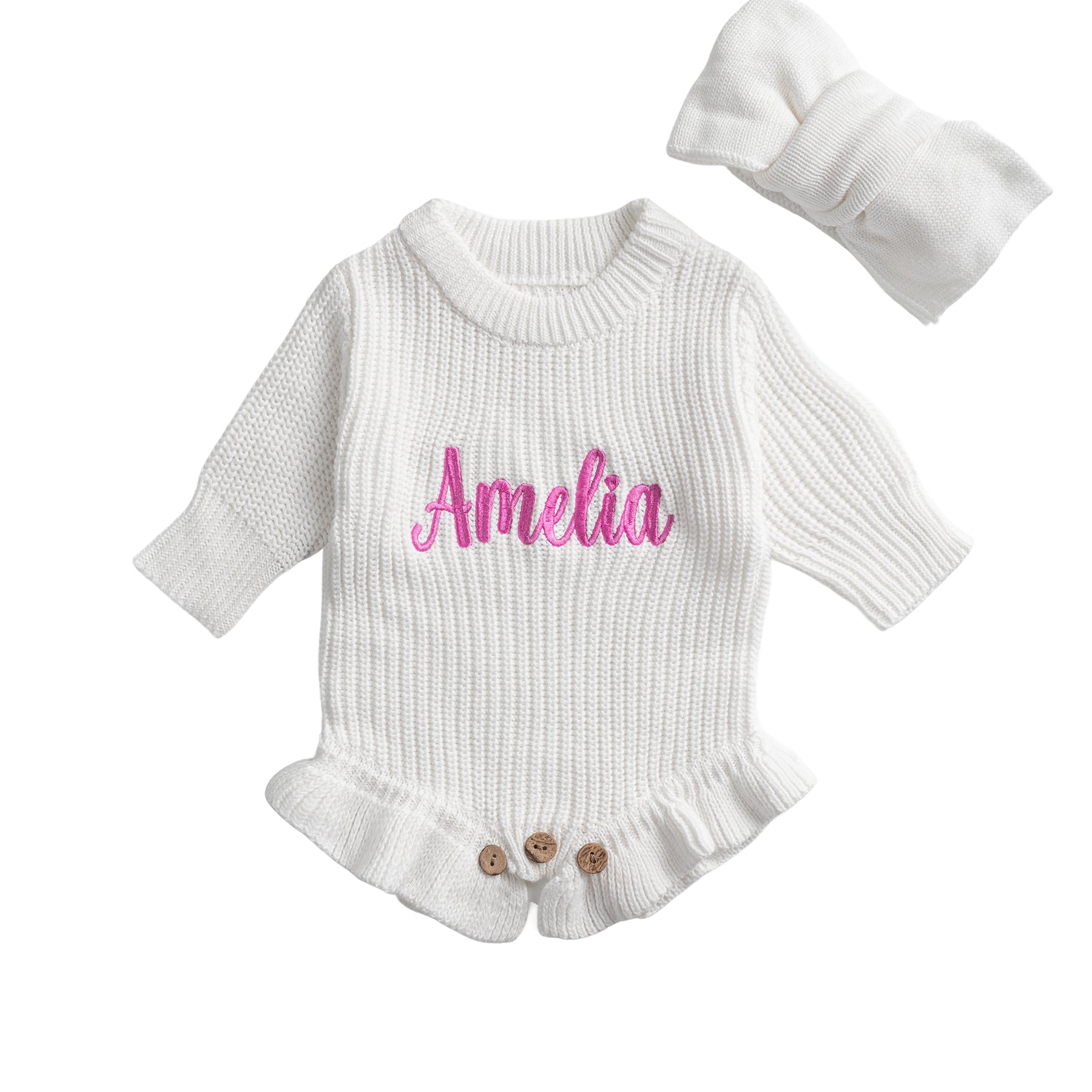 Custom Embroidered Baby Knit Romper