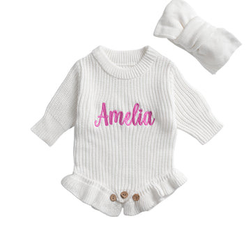 Custom Embroidered Baby Knit Romper