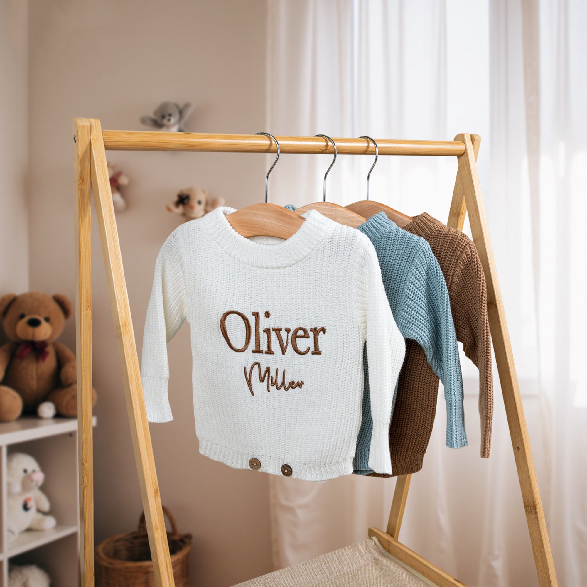 Custom Embroidered Baby Knit Romper | Personalized Chunky Sweater One-Piece