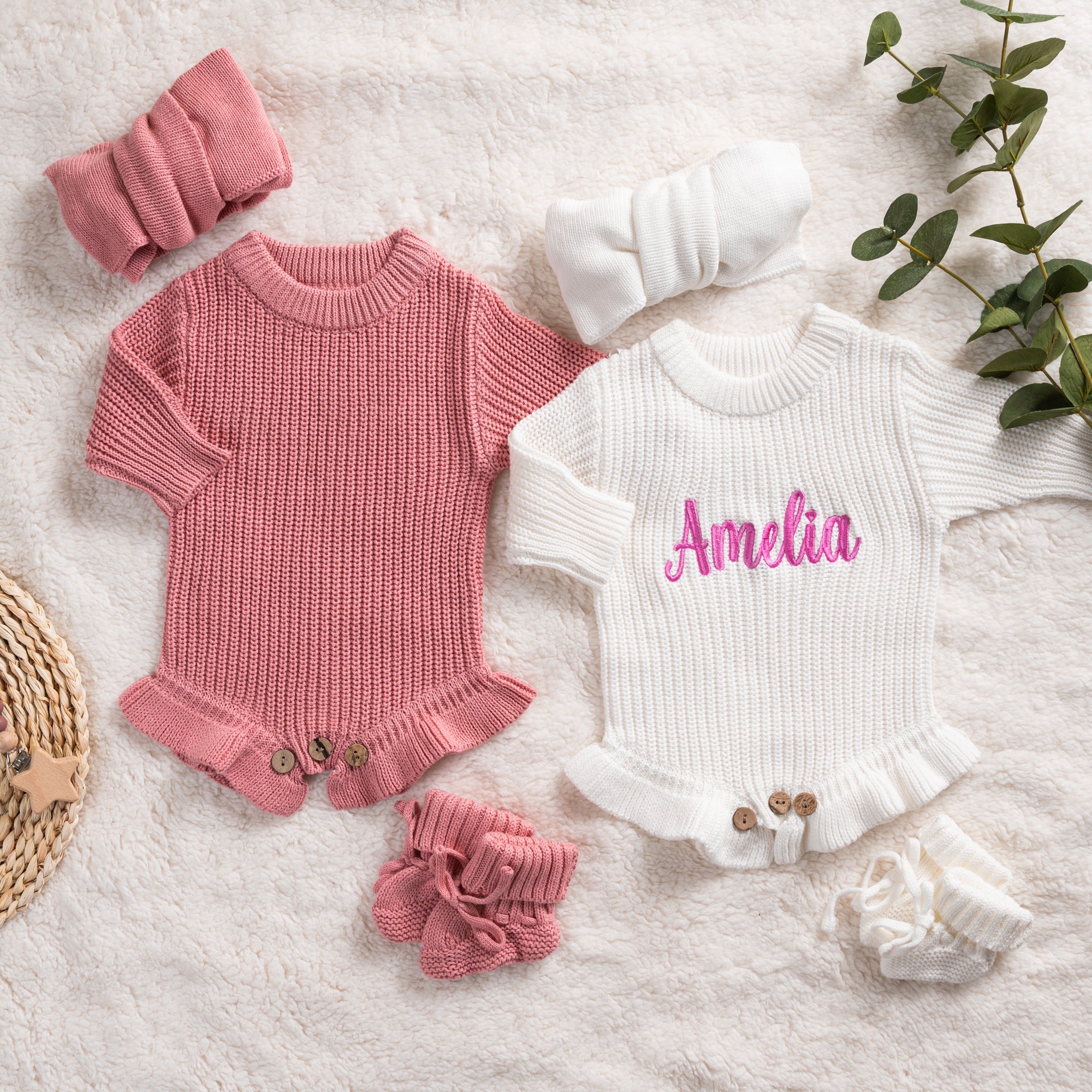 Custom Embroidered Baby Knit Romper