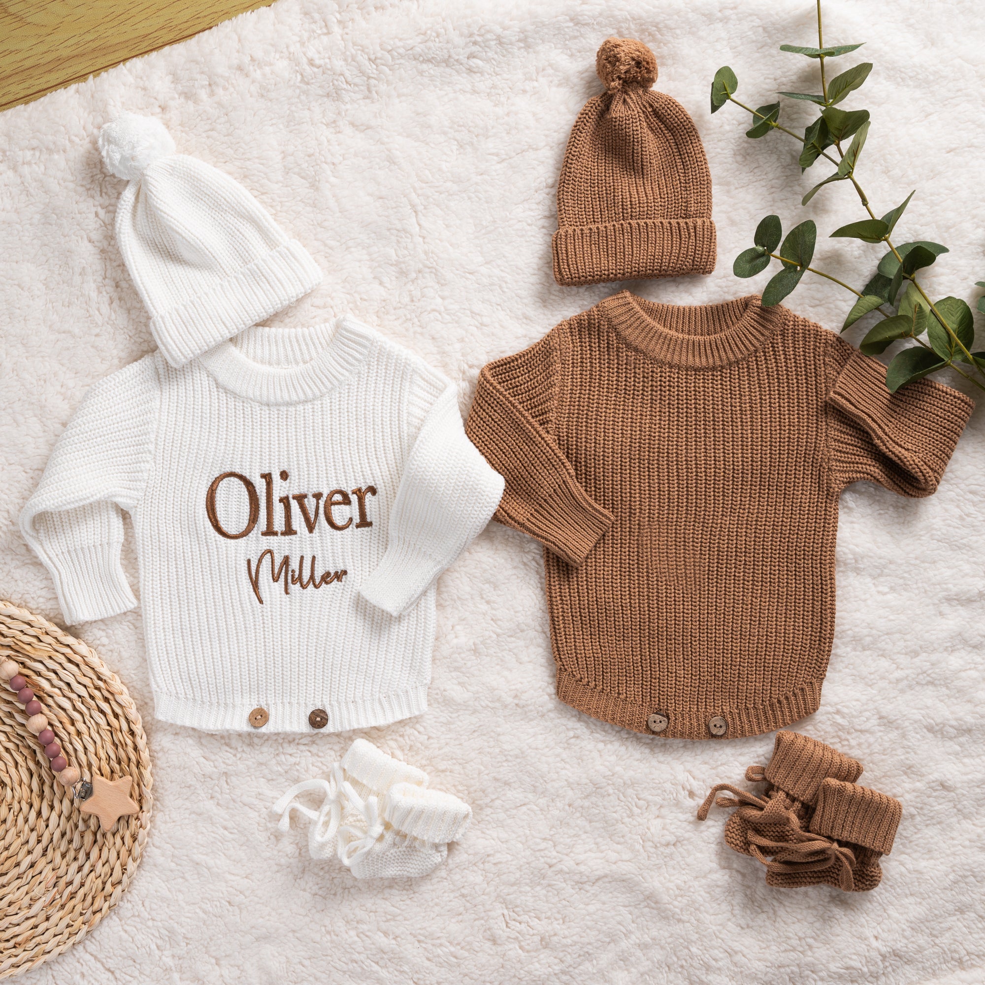 Custom Embroidered Baby Knit Romper | Personalized Chunky Sweater One-Piece