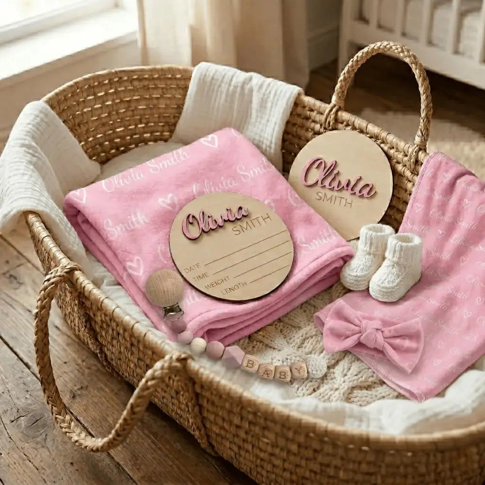 Personalized Milk Silk Baby Swaddle with Name Icon