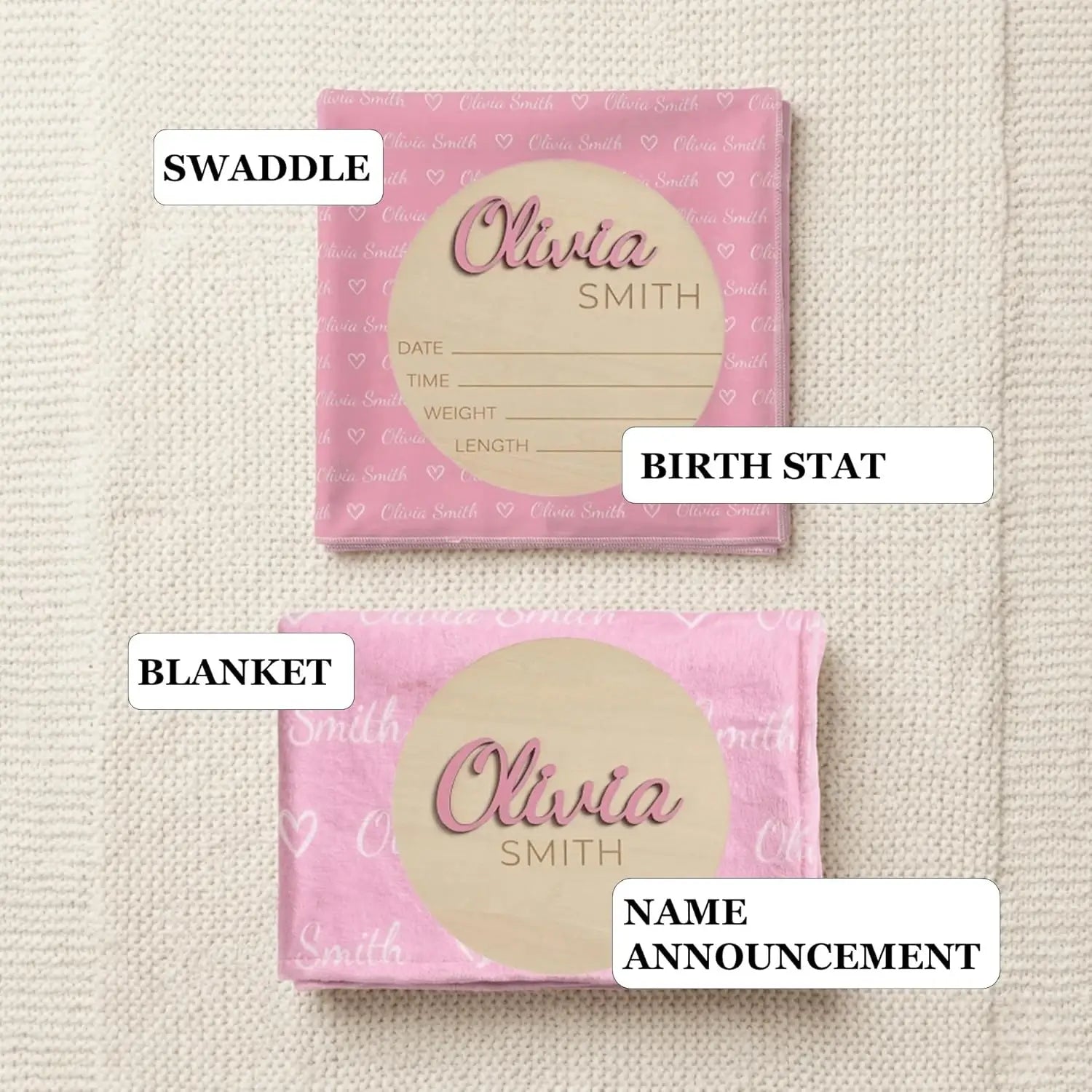 Personalized Milk Silk Baby Swaddle with Name Icon