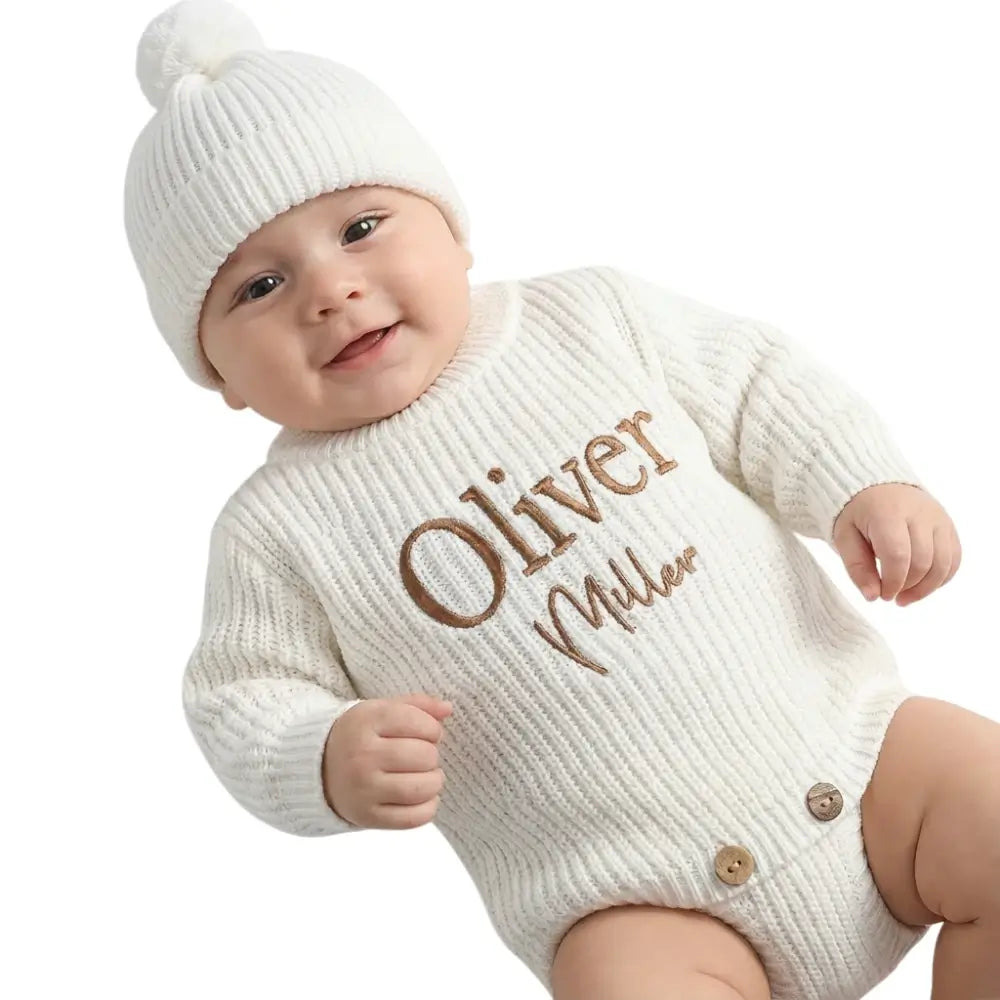 Personalized Custom Embroidered Classic Baby Knit Romper
