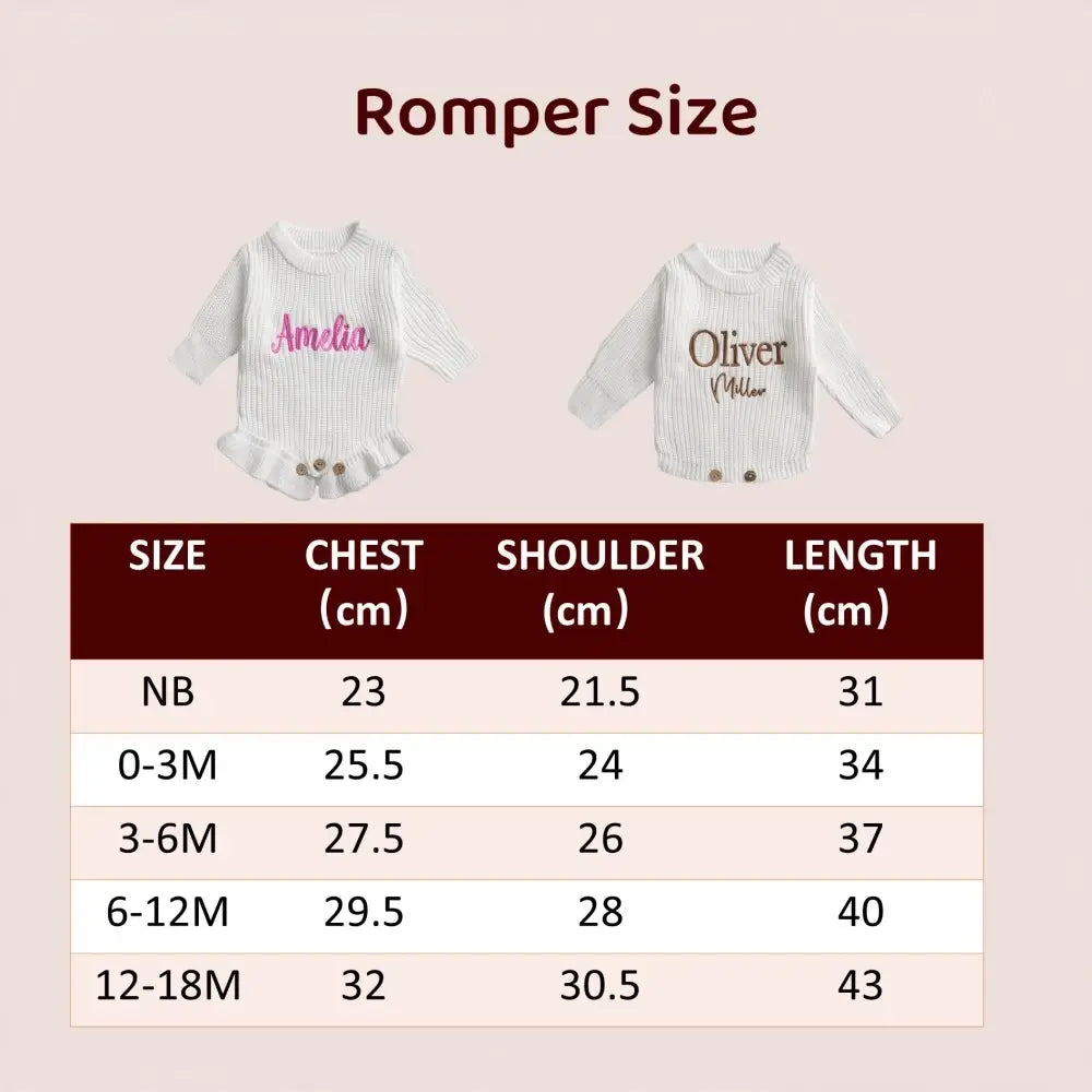 Custom Embroidered Skirted Baby Knit Romper
