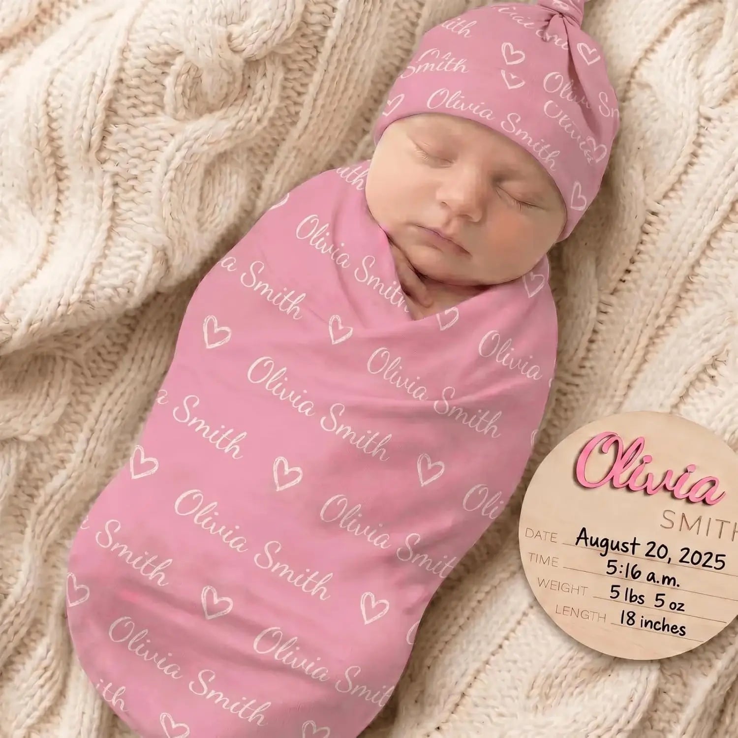 Personalized Milk Silk Baby Swaddle with Name Icon