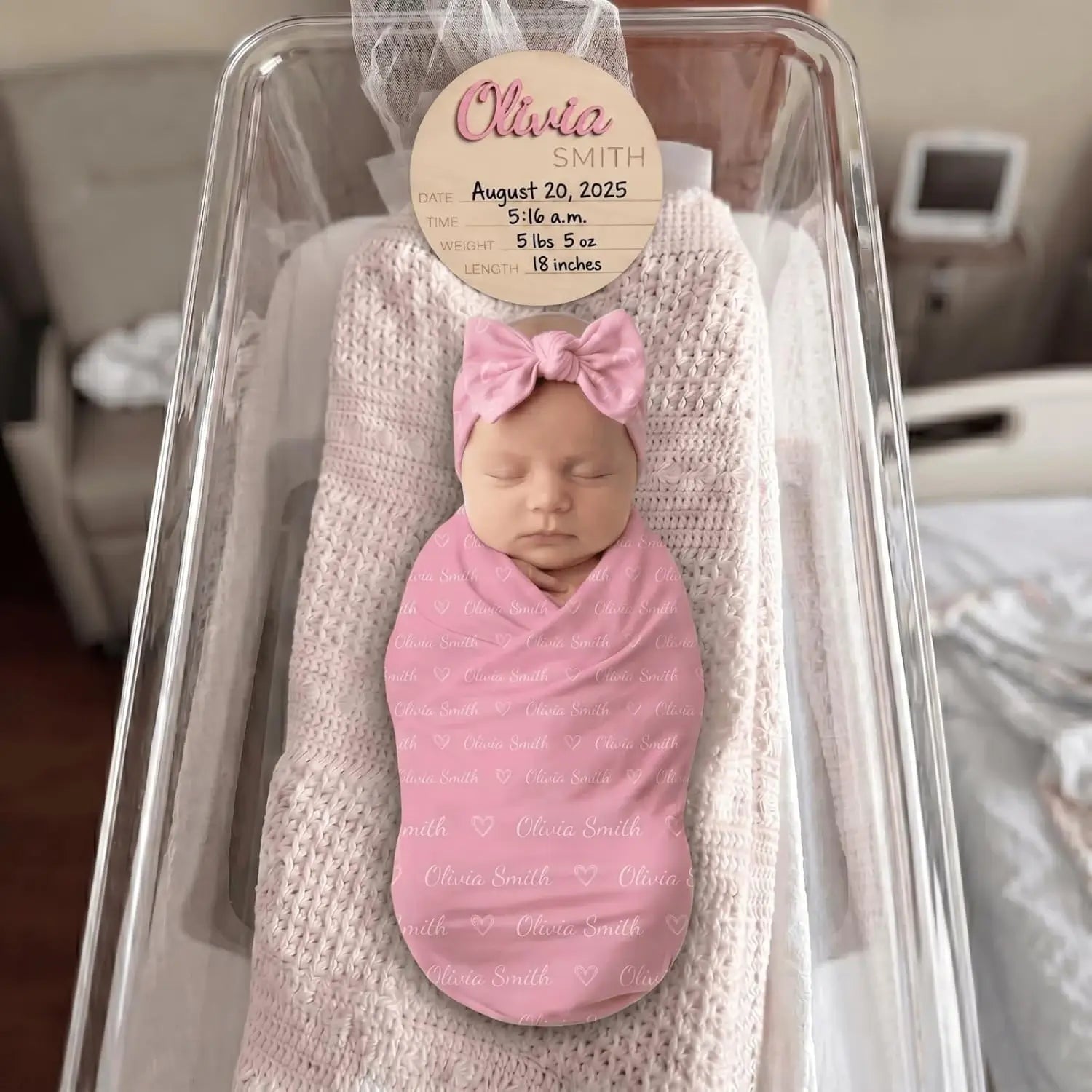 Personalized Milk Silk Baby Swaddle with Name Icon