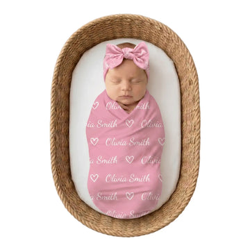 Personalized Milk Silk Baby Swaddle with Name Icon