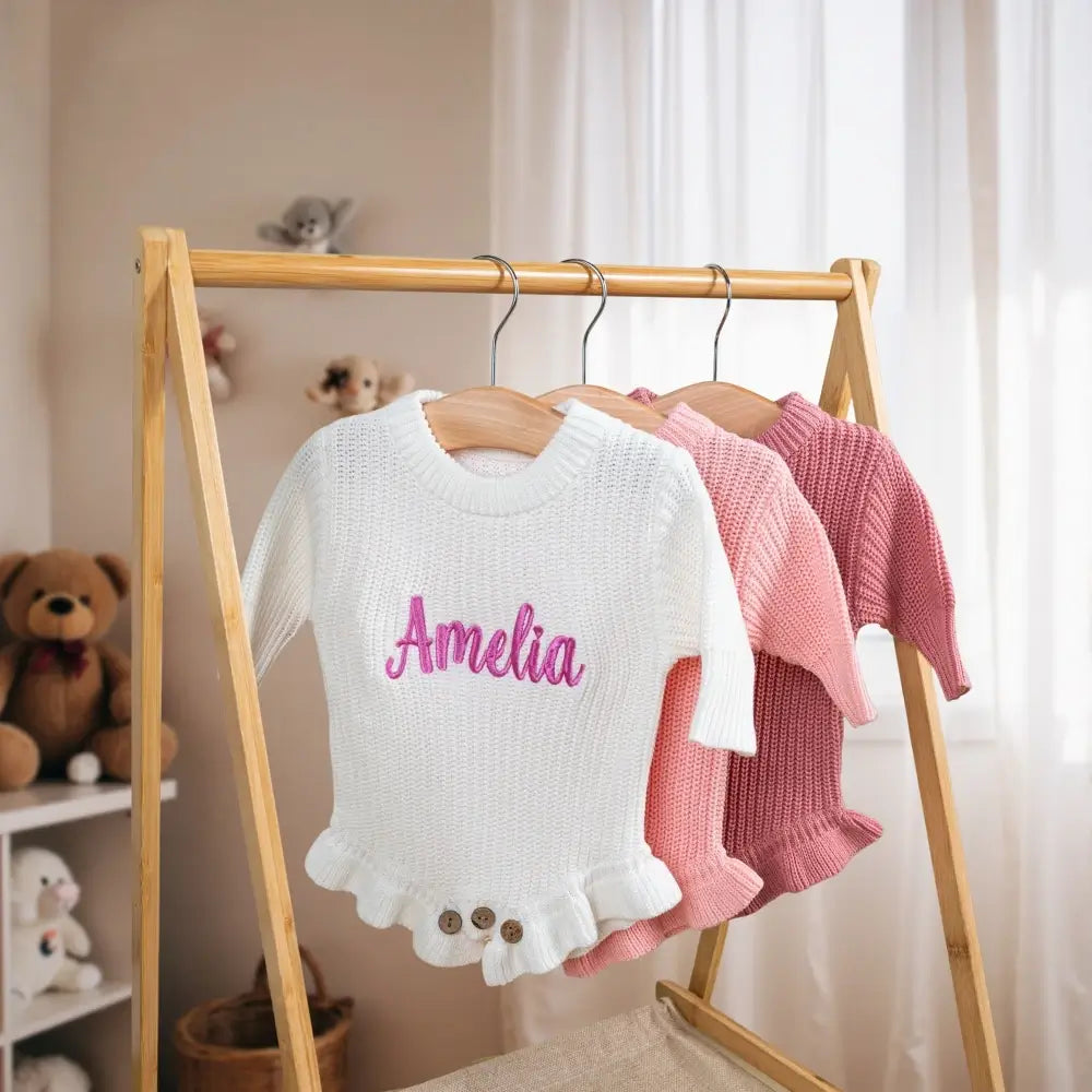 Custom Embroidered Skirted Baby Knit Romper