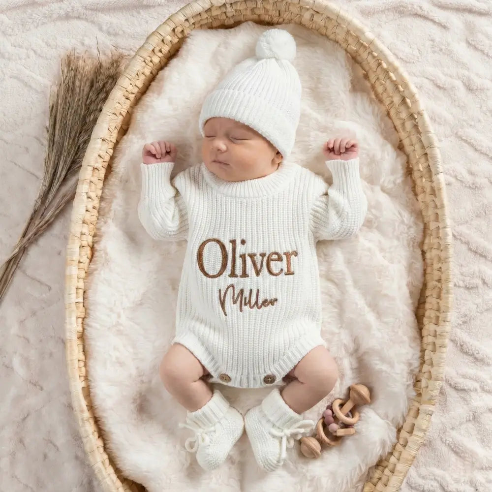 Personalized Custom Embroidered Classic Baby Knit Romper